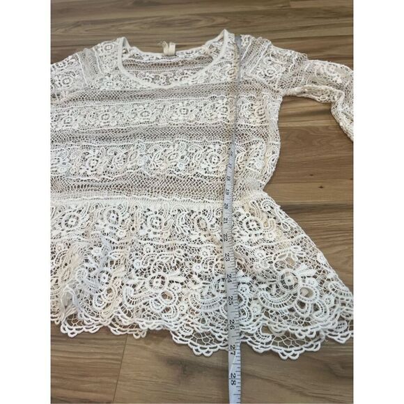 Free People Crochet Lace Boho Peplum Top size L - Picture 7 of 9